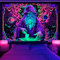 Uspring Trippy Schwarzlicht-Wandteppich, UV-reaktive magische Augen, Neon-Sternenhimmel, Wandteppich für Schlafzimmer und Heimdekoration (150,1 x 210,1 cm)