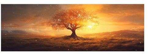 SHYAMIC Quadri Astratti Su Tela, Tramonto dorato Albero della Vita Grande Moderni Soggiorno Stampe Su Tela, Decorazioni Bagno Cucina Ufficio Sala Da Pranzo Bar - 50x150cm Non incorniciato