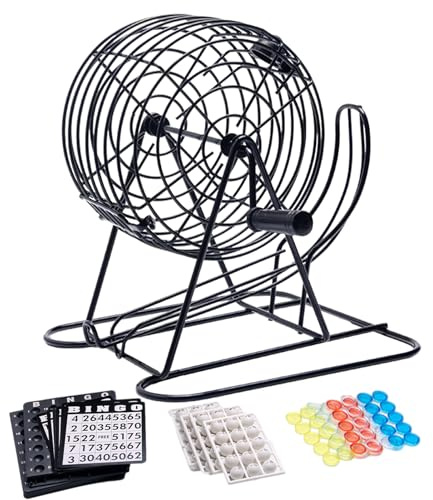 Bingo Lotterie-Maschine, Metalltrommel für Bingo-Spiele, Bingo-Ball-Rad mit Sichtfenster, traditionelles Metallkäfig, Bingo-Spielset