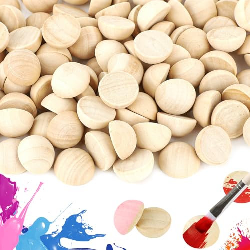 200 Stück Halbe Holzkugeln, 20 mm Natürliche Halbe Holzperlen, Geschlitzte Holzkugeln, Unlackierte Holzkugeln für DIY Handwerk Kunstbedarf Ornamente Kränze Malerei