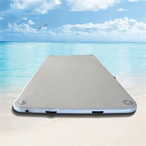 Gueploer Plate-Forme Flottante Gonflable à Eau, avec Pompe électrique, Radeau d'île avec Surface antidérapante, pour Piscine, Tapis de Plage, flotteurs de lac,6.5Ft/2M*5Ft/1.5M,White