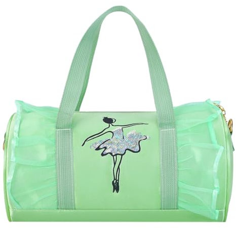 Reflektierende Taschen Süße Ballett-Tanztasche für Kinder, Tutu-Kleid, Tanztasche, personalisierte Tasche für Mädchen, Ballerina-Reisetasche Liebe Kind Taschen (Green, One Size)