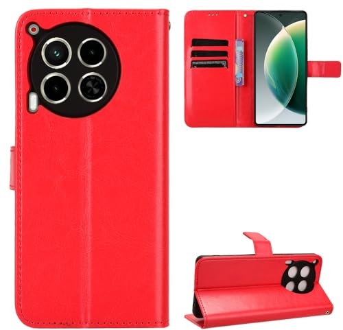 Tecno Camon 30 4G/5G Coque [Étui Portefeuille] [Fonction Support] [Slots pour Cartes] [Couverture à Rabat Magnétique] Compatible avec Le Smartphone Tecno Camon 30 4G/5G(Rouge)