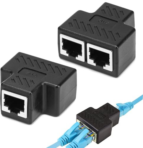 Joynine Divisor Ethernet 1 a 2, Compatibilidad Universal con Conectores Dorados, Mejora de La Estabilidad