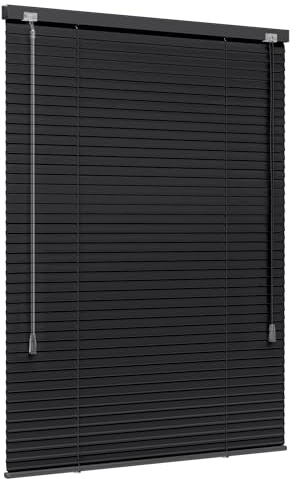 Jalousiescout Lightless Alujalousie, 80 x 220 cm (BxH), Schwarz matt | Verdunkelungsrollo mit innovativer Verdunkelungstechnik, Klemmmontage ohne Bohren