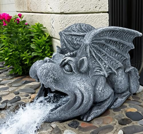 Teaeeno Gargoyle Gutter Downspout Extension, Gothic Statue Gutter Downspouts Extension, Funny Animal Garden Splash Block Outdoor Sculpture, 3×4 Rain Gutter Downspout Splash Block