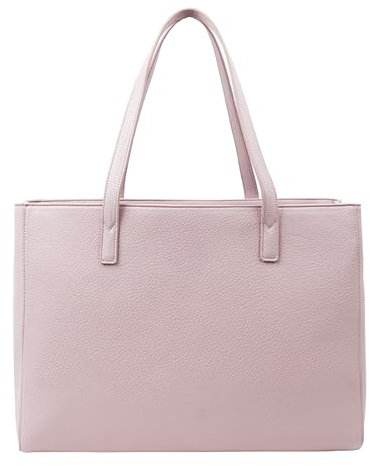 Tommy & Kate GLORIA Spacious Tote Bag for Women Shoulder Laptop Tote Bag Large PU Leather Ladies for Work School Business with Zipped Compartment and Inner Pocket (Baby Pink)