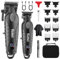 KEMEI Professionelle Haarschneidemaschinen für Männer, Schnurloser Kompletter Barber Clipper T-Klingen Trimmer Set, Elektrisches Haarschneiden Full Kit mit 9 Führungskamm, LED-Anzeige