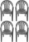 simpa Solana GREY Stackable Low Back Plastic Garden Chairs - Set of 4