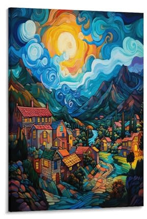 UNRXJZLVM Dörfer Poster Gemälde Poster Für Büro Klassenzimmer Leinwand Moderne Leinwand Wandkunst 12x18inch(30x45cm)