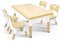 AufuN Kindertisch mit 4 Stühlen Set, Kindersitzgruppe Höhenverstellbar, Tisch Stuhl Set für Kindergarten und Kinderzimmer, Leicht Abwischbarer Maltisch für Klassenzimmer, Plastik Kindermöbel,Braun
