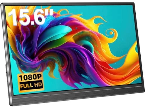 15.6 inch Portable Screen Monitor with Kickstand,100% sRGB 1080P USB-C HDMI Second Screen for Laptop,PC,Phone,PS,Xbo,Swich,IPS Ultra-Slim Full HD Work and Gaming Additional Screen Monitor
