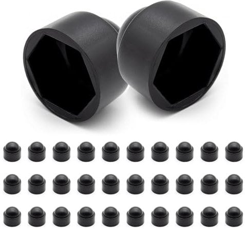 Sechskant Schutzkappen Radschraubenkappen - 30 Stück Schwarz Schutzkappen für Schrauben, Abdeckkappen für Muttern, Endkappen für Schrauben, Sechskantmutter Kappe, Schutzkappen für Möbel (M10)
