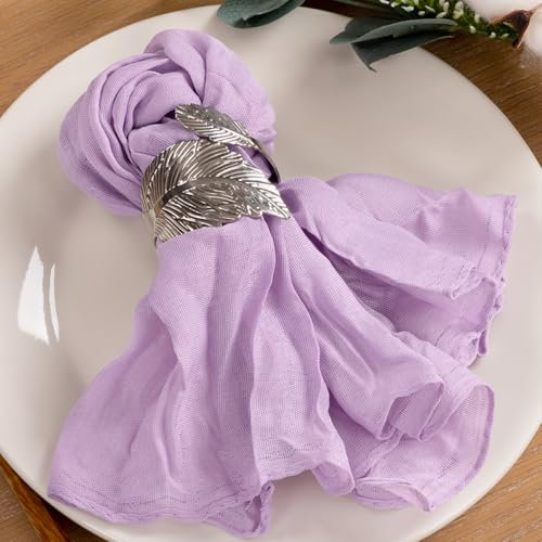 MLMC Lot de 40 serviettes en étamine réutilisables de style bohème pour fête prénuptiale, fête prénatale, événements, décoration de table (lilas/violet) - 53,3 x 53,3 cm