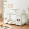 [en.casa] Lit Cabane avec Fenêtres et Toit Lit Enfant Forme Maison Lit Design avec Sommier à Lattes pour Chambre d'enfant en Bois de Pin et Contreplaqué 90 x 200 cm Vert Menthe Blanc