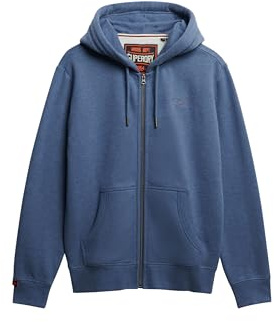 Superdry Men's Essential Logo Zip Hoodie Sweatshirt, Jeans Blue Marl M2014128A, L