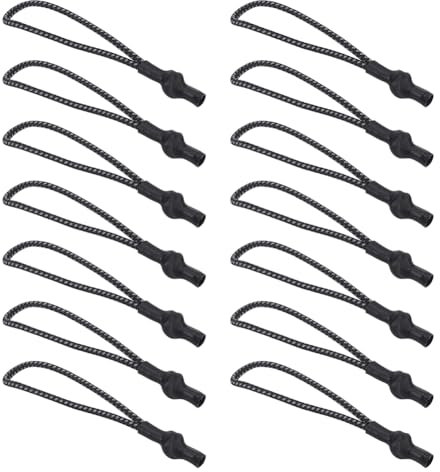 NBEADS 50 Stk. Kordel Reißverschlüsse Zieht, Reflektierende Zipper Pull-Ersatz Schwarz Reißverschluss ziehen Cord Plastik-Reißverschluss-Lasche für Rucksäcke Gepäck Geldbeutel Handtaschen