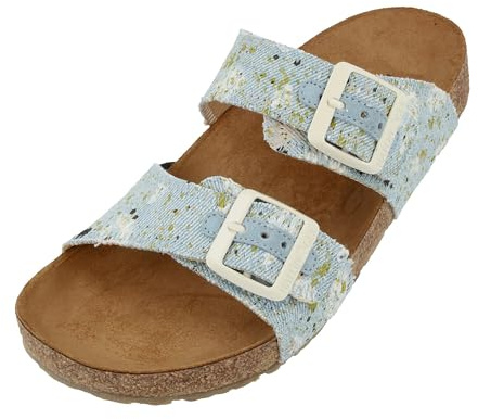 HAFLINGER Bio Andrea Canvas Pantolette Sandale (Jeans Canvas 4003), Gr 37