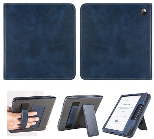 Étui pliable pour Kobo Sage 20,3 cm avec dragonne, coque fine en polyuréthane avec fonction veille/réveil automatique pour Kobo Sage 2021, bleu