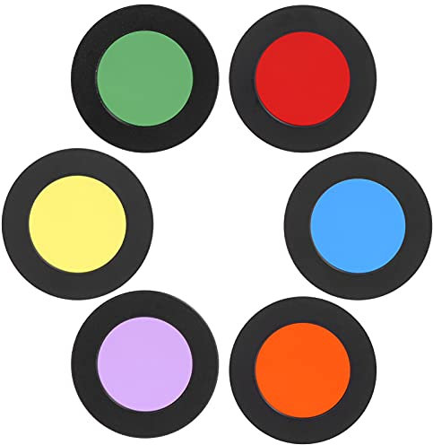 Rankomu Juego de 6 filtros oculares de telescopio astronómico, filtros de color de lente ocular de 1.25 pulgadas para planetas y nebulosas, ideales para entusiastas de la astronomía y observaciones