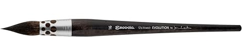 Escoda | Aquarelle | Último Evolution Round Mop #16 | Taille 16 | 1 pinceau | Imitation synthétique Tendo | Balai rond