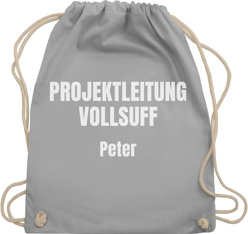 Turnbeutel Rucksack - & - Projektleitung Vollsuff mit Name I Sauf Geschenk Saufen lustig I Alkohol Geschenk für Sauffreunde I Mallorca Geschenk Malle Party - Unisize - Hellgrau - alkoholiker