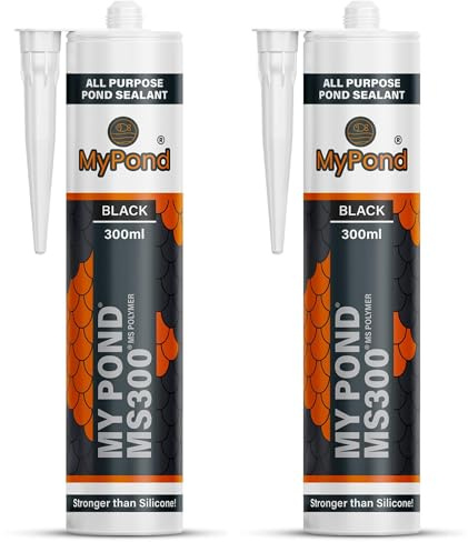 MyPond MS300 Marine Sealant, Black, MS Polymer Adhesive, 300ml, 2pack | Window Sealer, Pond Sealer for Leaks, Concrete, Glass, Metal, Aquarium Silicone Caulking, Pond Liner Adhesive