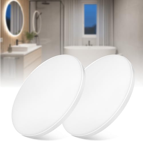 JONMONSM Deckenleuchte 18W 2PACK, 2000 LM LED Deckenlampe Kaltweiß | Energieeffizienz D, für Flur, Treppenhaus, Abstellraum, Schlafzimmer, Badezimmer, Einfache Installation