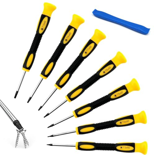 8PCS Magnetic Torx Screwdriver Sets, T3 T4 T5 T6 T7 T8 T10 Security Screw Driver Set Heavy Duty with Pry Tool, Small Precision Repair Kit Compatible with PS5 PS4 PS3 Xbox One MacBook