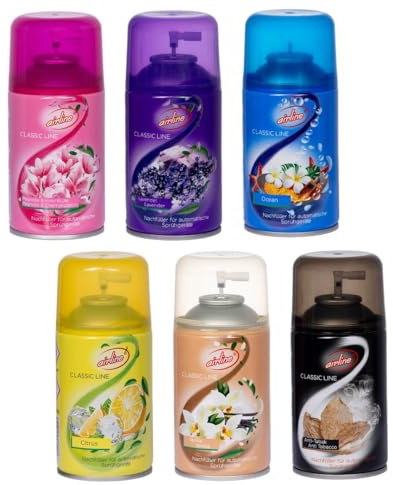 Laro Premium Airline Duftspray Klassik Line Mix Paket 6/12/24/48/96stk verschiedene hochwertige Düfte Nachfüller für automatische Spender 250ml pro Dose, Anzahl:6, Duft:Mix
