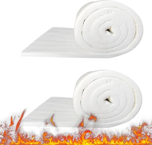 AMONENZ 2 Stück Keramikfasermatte, 610x400x25 mm Isoliermatte | Dämmwolle Temperaturbeständig Bis 1260°C, für Öfen, Pelletöfen, Schmiedöfen und Hochtemperaturrohre
