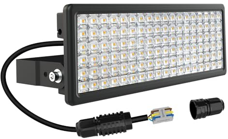 HOPEDAMAI 100W LED Strahler Außen, 14000LM 3000K Superhell LED Flutlicht | IP67 Wasserdicht & Robust, Flimmerfrei, 10kV Blitzschutz. 180° verstellbar. Abzweigdose enthalten für Hof, Garten