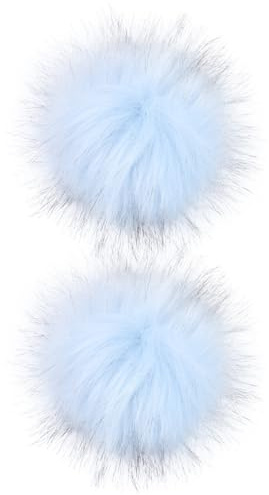 Abaodam 2 Stück Künstliche Wollkugel Schuhbeutel Dekoration aus Weichem Kunstfell in Blau 8-9cm Komfortabel und Dekorativ für Schuhe und Mützen