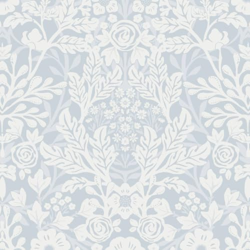 CiCiwind Peel and Stick Wallpaper 44CM×10M Vintage Floral Contact Paper Self Adhesive Wallpaper Blue Beige Vinyl Wrap Removable Stick on Wallpaper for Bedroom Living Room Kitchen