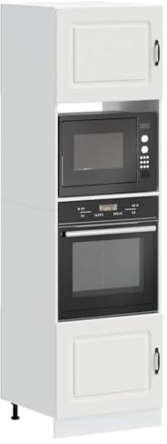 Générique Ofenschrank, 2 Stück, Kalmar, weiß, Holz, mit verstellbaren Füßen, kompakt und platzsparend, für kleine Küche, großes Fach für Ofen und Mikrowelle, Oberfläche