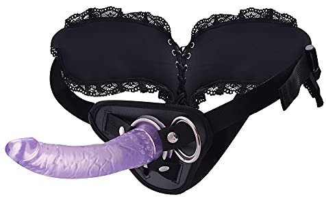 Godemichet Ceinture Réglable Stap avec Godemichet pour Les Couples et Les Lesbien Strap-On Harnais Godemichet Réaliste Sex Toys pour la Masturbation des Femmes (Violet)