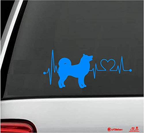 artstickers Autoaufkleber Akita Inu 20 cm für Autoliebhaber. Farbe: Blau Aufkleber Hund Herzschlag Spilarts-Geschenkaufkleber, eingetragene Marke.