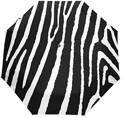 3 Folds Regenschirm Zebra Skin Pattern Auto Open Close Anti-UV Regenschirm