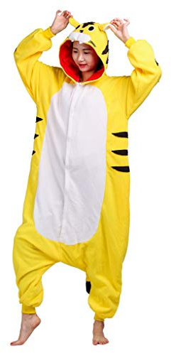 SAMGU Unisex Adulto Animale Pigiama Biancheria da Notte Anime Cosplay Costume di Halloween Carnevale Tigre Gialla XL