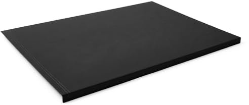 Eglooh - Urania - Gewinkelte Schreibtischunterlage Leder Schwarz cm 70x50 - Innenseele aus Stahl mit L-geformtem Vorderprofil, handwerkliche Nähten und rutschfester Boden - Made in Italy