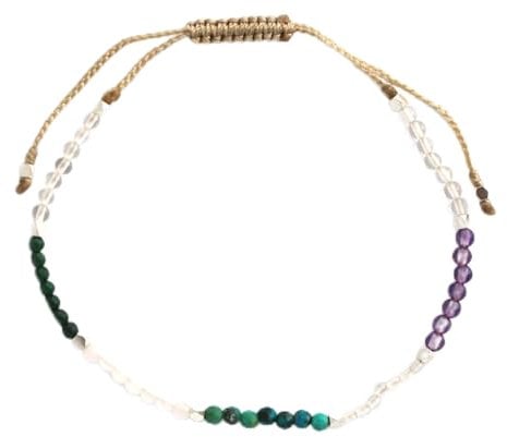 BALIPURA Glücksarmband für Frauen - Amethyst-Armband, Mondstein, Malachit Solides 925er Silber-Perlenarmband - Geschenk für frisch gebackene Mütter, 2 mm kLEINE Perlenarmband