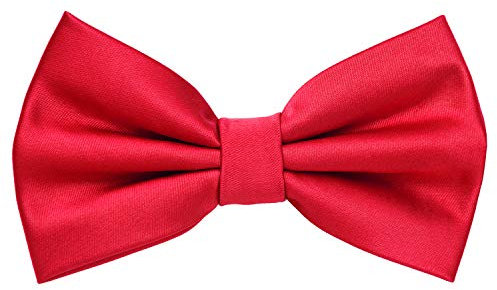 MASADA Herren Fliege Rot Seidenlook, stufenlos verstellbar, handgefertigt, Hakenverschluss - 12 x 6 cm 100% Polyester