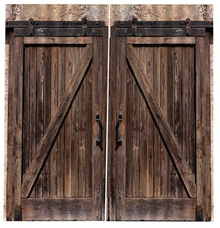 Vintage puerta de madera estilo salón dormitorio ventana opaca completa sombra impresión cortina para oficina en casa bar salón té decoración