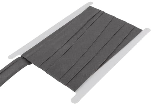 Schrägband, 100 % Baumwolle, 13 mm, 25 mm breit, zum Nähen, Wimpelkette pro 5 Meter (grau, 25 mm breit)