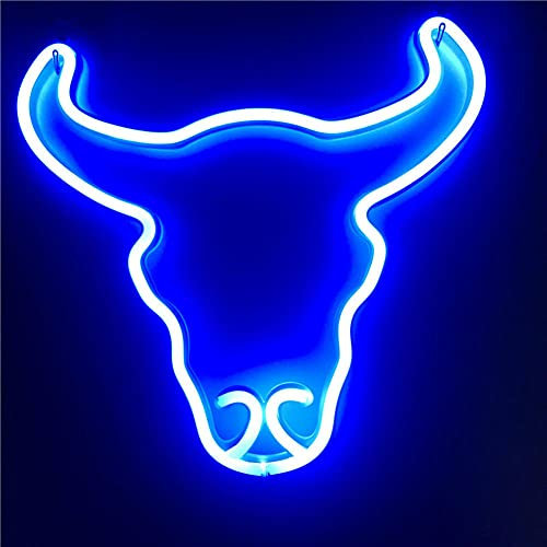 Neonlichter Kuhform LED Batterie oder USB Betrieben Dekoration Wandlichter Neonlicht für Weihnachten Kinderzimmer Wohnzimmer Hochzeit Dekor-Blau