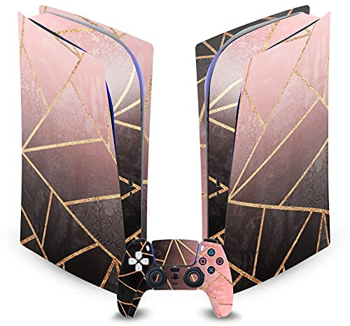 Head Case Designs Pink And Black Art Mix Matte Vinyl Faceplate Sticker Gaming Skin Decal Cover Compatible With Sony PlayStation 5 PS5 Digital Edition Console and DualSense Controller