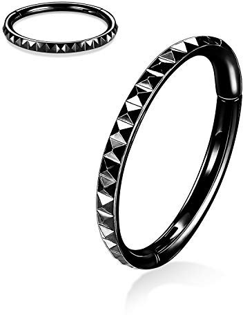 18G Septum Schmuck 10 mm Septum Ring Knorpel Helix Daith Conch Ohrring Helix Daith Conch Piercing Schmuck Nasenring Hoop Septum Clicker Hoop Nasenringe für Frauen Daith Schmuck Lippenringe Schwarz