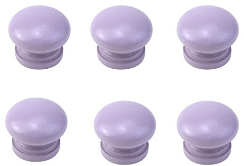 Pastlla 6 Stück Holz-Türknauf, bunt, niedlich, Schubladenschrankknauf, Holz, runde Pilzform, Möbelknöpfe, Zuggriffe für Schrank, Schlafzimmer, Zuhause, 2,5 cm (Lila)