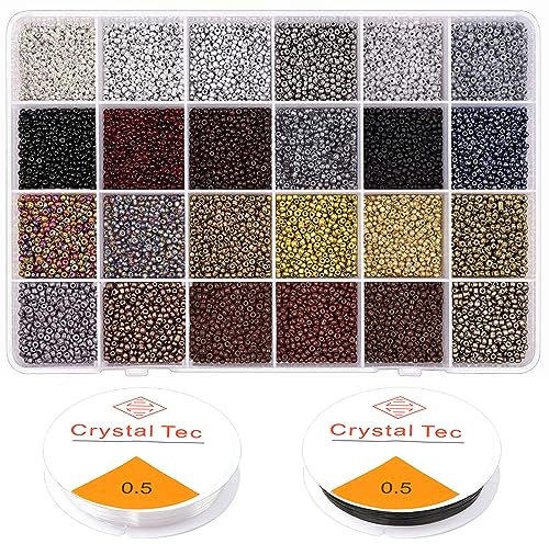 Prettme 16800 Stück 2mm Rocailles Perlen für Armbänder, Glasperlen zum Auffädeln, Armbänder Selber Machen, 12/0 Bastelperlen für Schmuckherstellung DIY Halskette Ohrringe und Handwerk
