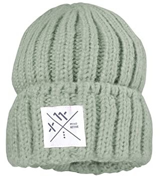 maximo Kids-Mütze mit Umschlag Rippe, einfarbig Made in Germany 55/-57 seegras